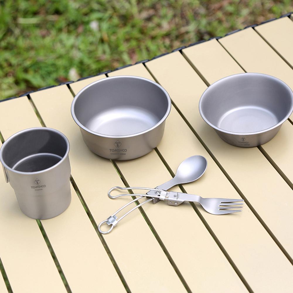 Миска для кемпинга, металлическая салатница из титанового сплава, идеально подходит для приключений на природе и ежедневного использования, штабелируемая