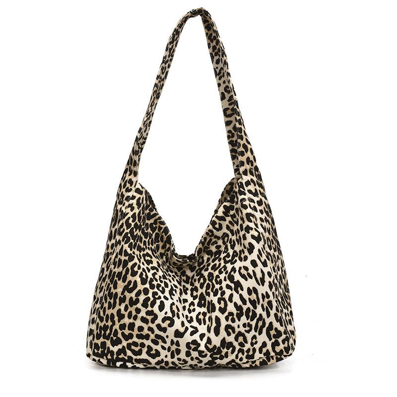 Fashion Polka Dot Leopard Print Pattern Women Large Capacity Canvas Tote Bag