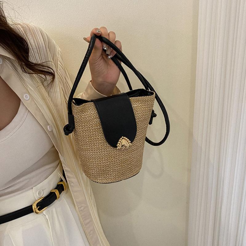 Женская соломенная плетеная модная простая сумка для мелочи и телефона для отпуска на пляже через плечо