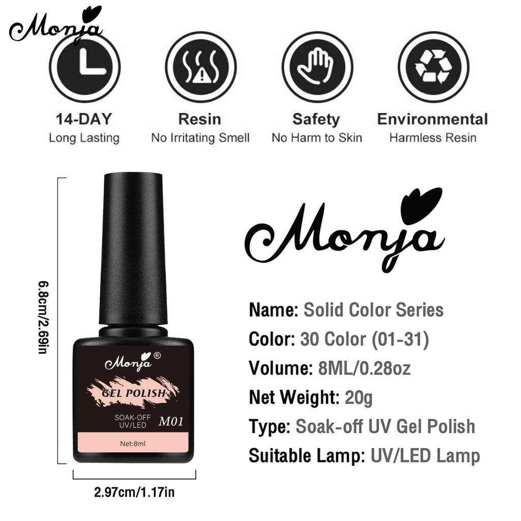 monja 10 шт., набор гель-лаков для ногтей, 36 Вт, УФ-светодиодная лампа, 8 мл, базовое верхнее покрытие, лак для ногтей, наклейки со стразами, украшение, маникюрный набор