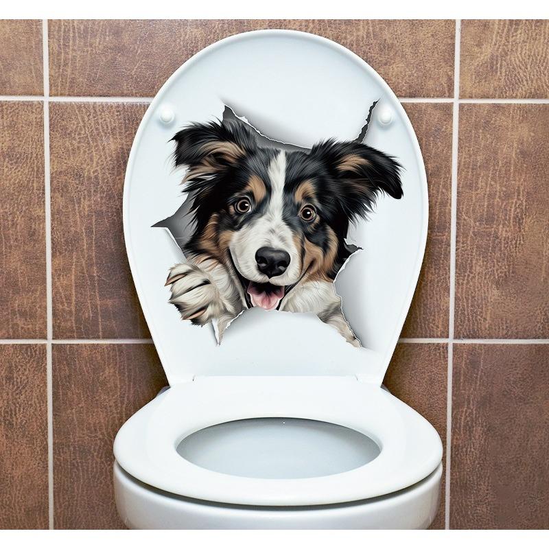 Креативная реалистичная 3D наклейка на унитаз с милым котом Vision, забавная наклейка с изображением животных для ванной комнаты, декор крышки унитаза, самоклеящаяся ПВХ, водонепроницаемая картина