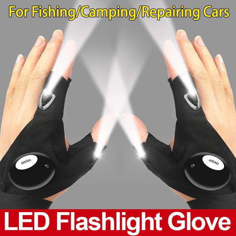 2PCS LED Flashlight Gloves Gifts for Men Handsfree Lights for Fishing Camping Hiking Repairing