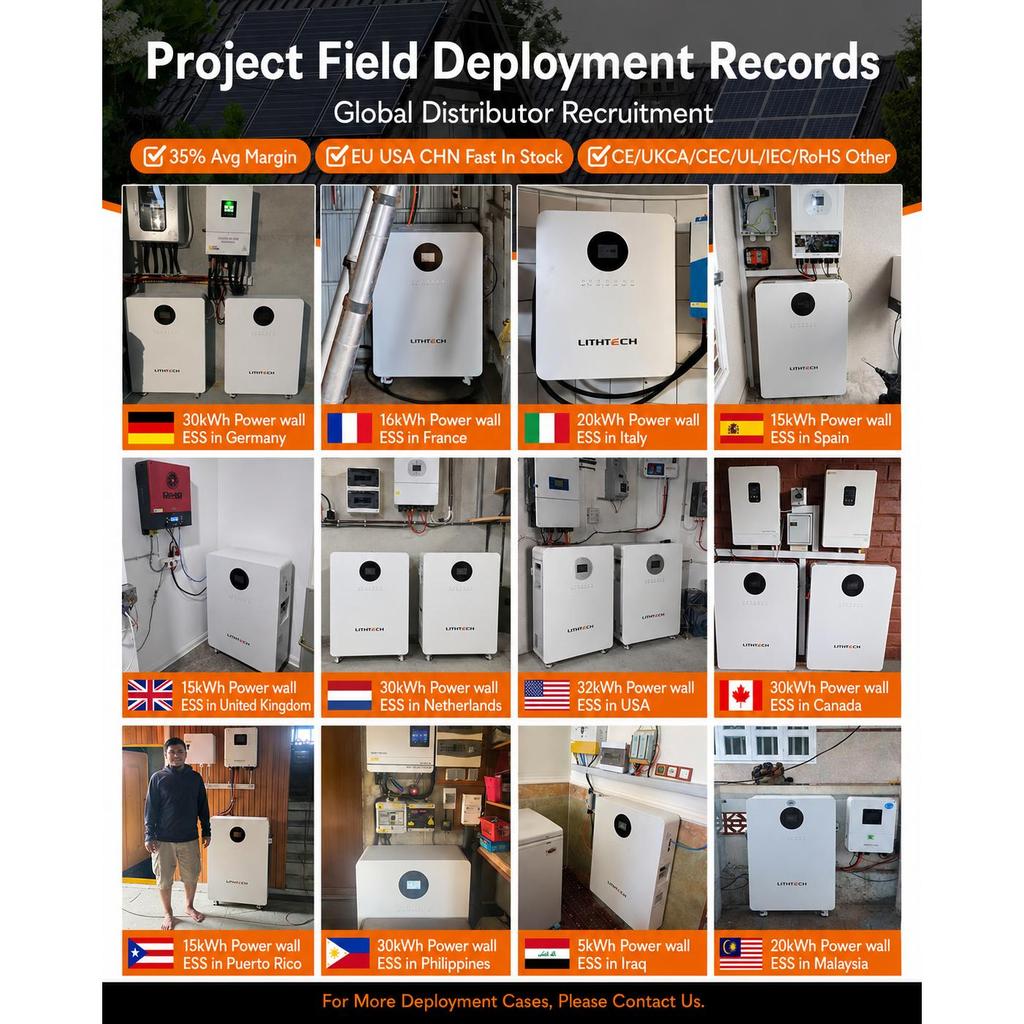 Hektary Offgrid Spain 16kWh Wall Mounted Power Battery 48v Lifepo4 200ah Lithium Ion Batteries for Hybrid Solar Storage System
