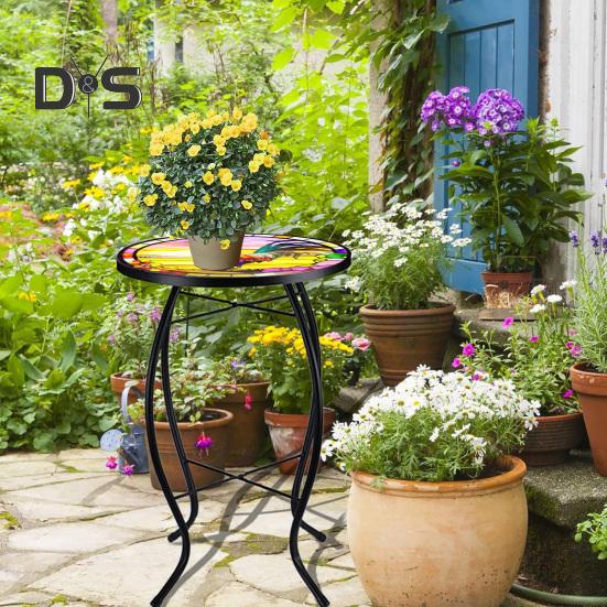 Металлический приставной столик диаметром 10,2 дюйма, круглый журнальный столик для патио, устойчивый к погодным условиям, подставка для цветочных горшков, вазы, для домашнего использования в помещении и на открытом воздухе