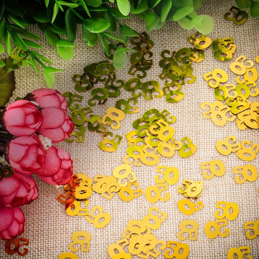 Золотой конфетти 50, Цифра 50 для рассыпки на стол, Украшения для празднования 50-летия, Декор для 50-й годовщины