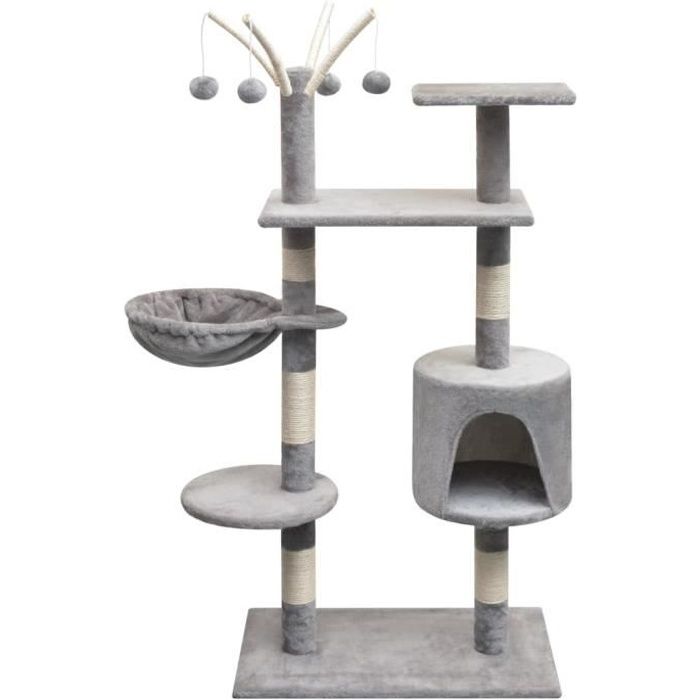 VidaXL Arbre à chat avec griffoirs en sisal 125 cm Gris