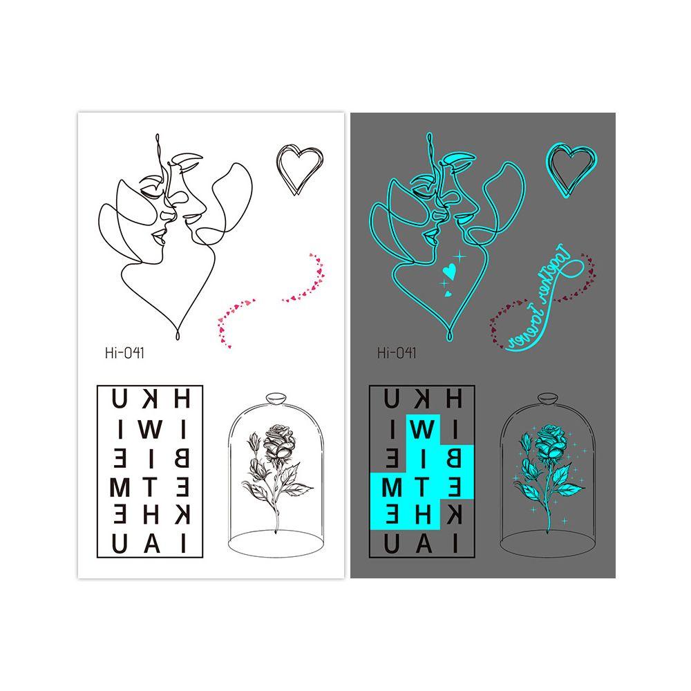 Star Feather Men Women Tattoo Sticker Blue Luminous Fake Tattoo Temporary Tattoos Body Art