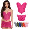 New Black Matte Textured Fishbone Bust Shaper Top for Women