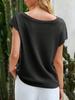 Women's Off Shoulder Short Sleeve Knit Top Loose Casual Summer Pullover