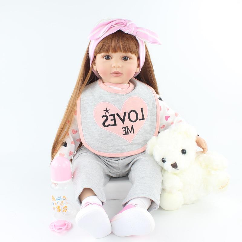 BZDOLL 60 СМ 24 дюйма Виниловая Кукла Реборн с Тканевым Телом для Девочки, Принцессы, Малышки, Как Настоящая, Подарок на День Рождения, Игрушка для Игры в Домик