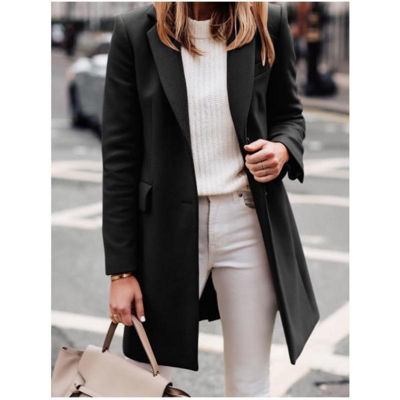 Осенне-зимнее длинное шерстяное женское пальто большого размера и пальто качественные товары