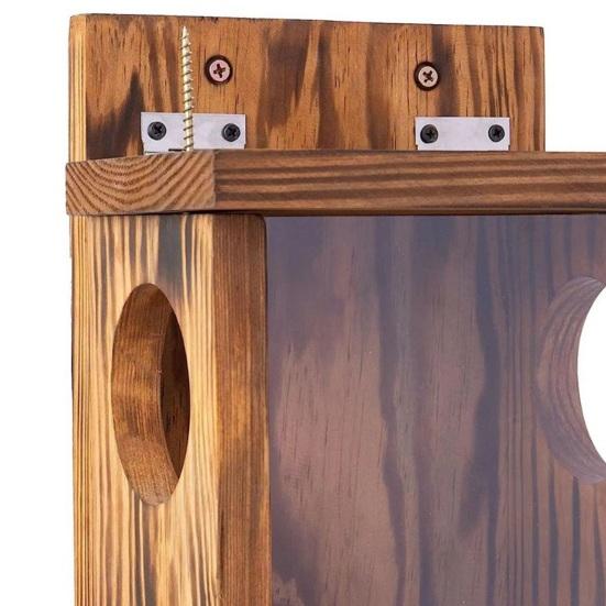 Деревянная коробка для кормления белок, большая кормушка для бурундука из сосны, прозрачная акриловая передняя панель, кормушка для фруктов кукурузы с откидной крышкой для садового патио