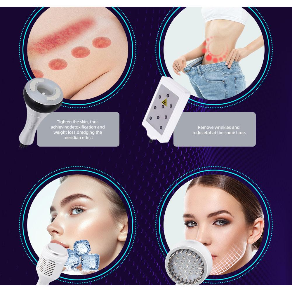 9-в-1 40 кГц Кавитация 0,5 МГц РЧ Лазер 9 Голов Светодиодный Сенсорный экран Воздушное охлаждение 110 В-220 В AC Салонное Контурирование тела