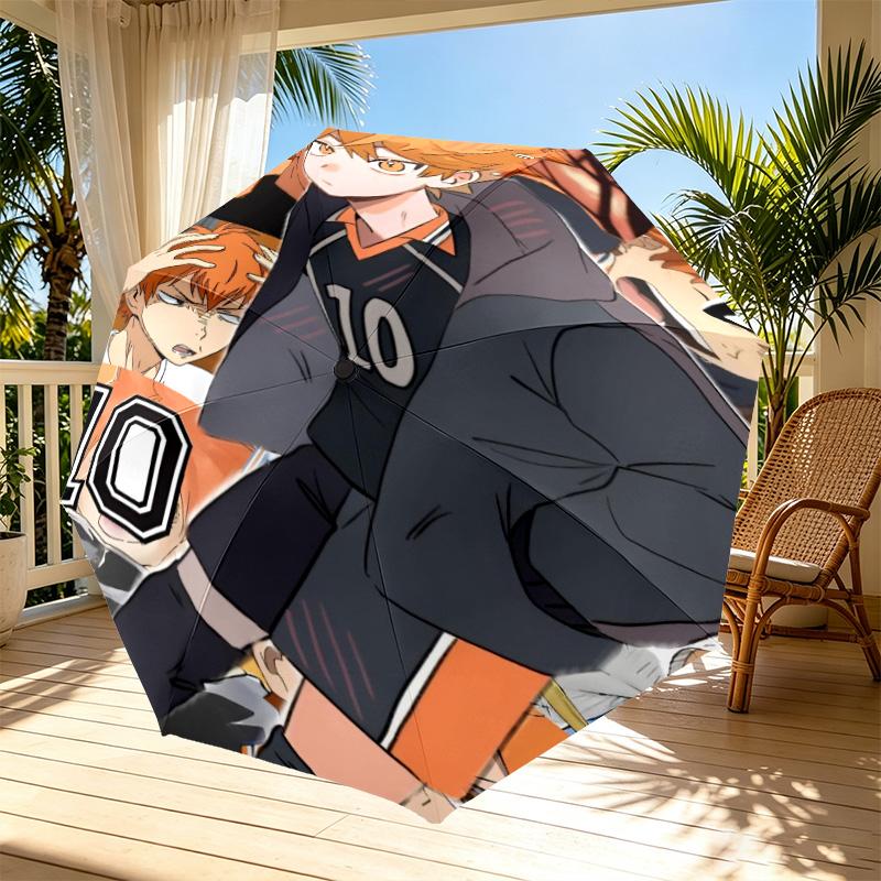 Автоматический складной зонт с принтом Haikyu, портативный, для улицы, поездок на работу, походов, идеальный подарок на день рождения