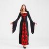 Halloween Costume Black Red Magic Witch Vampire Court Wind Trumpet Sleeve Dress