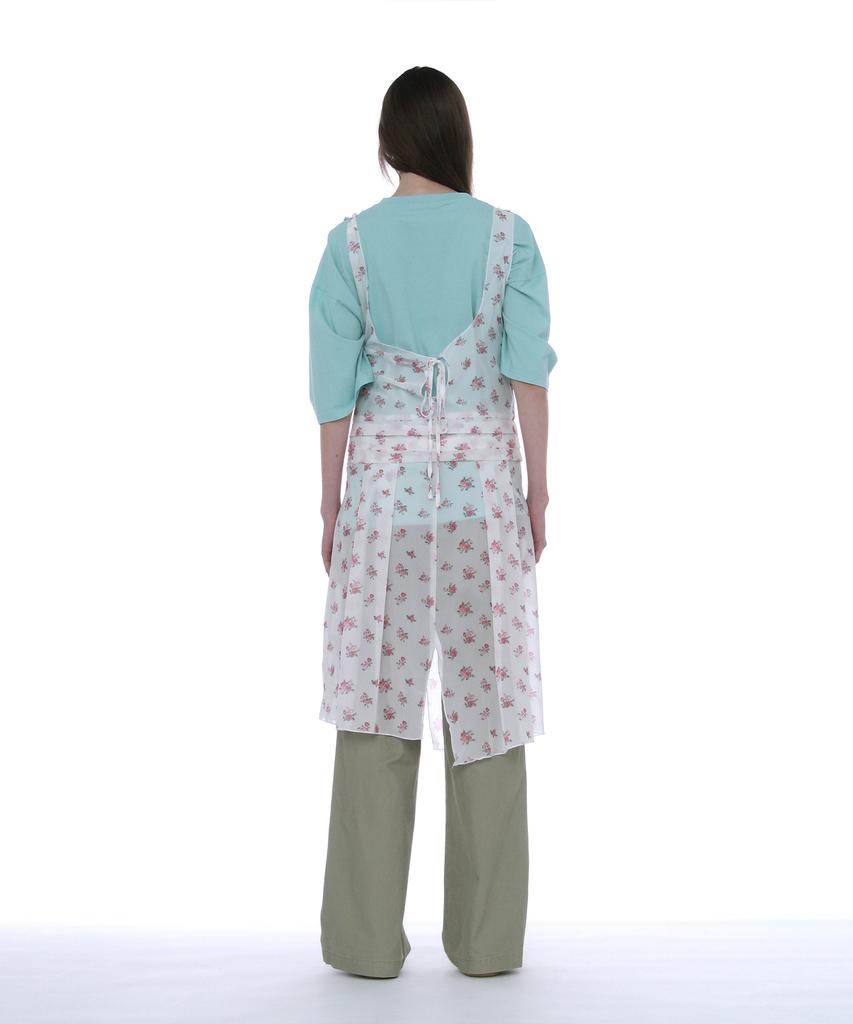 Partimento Woman Floral Pleated Sheer Midi Dress_White