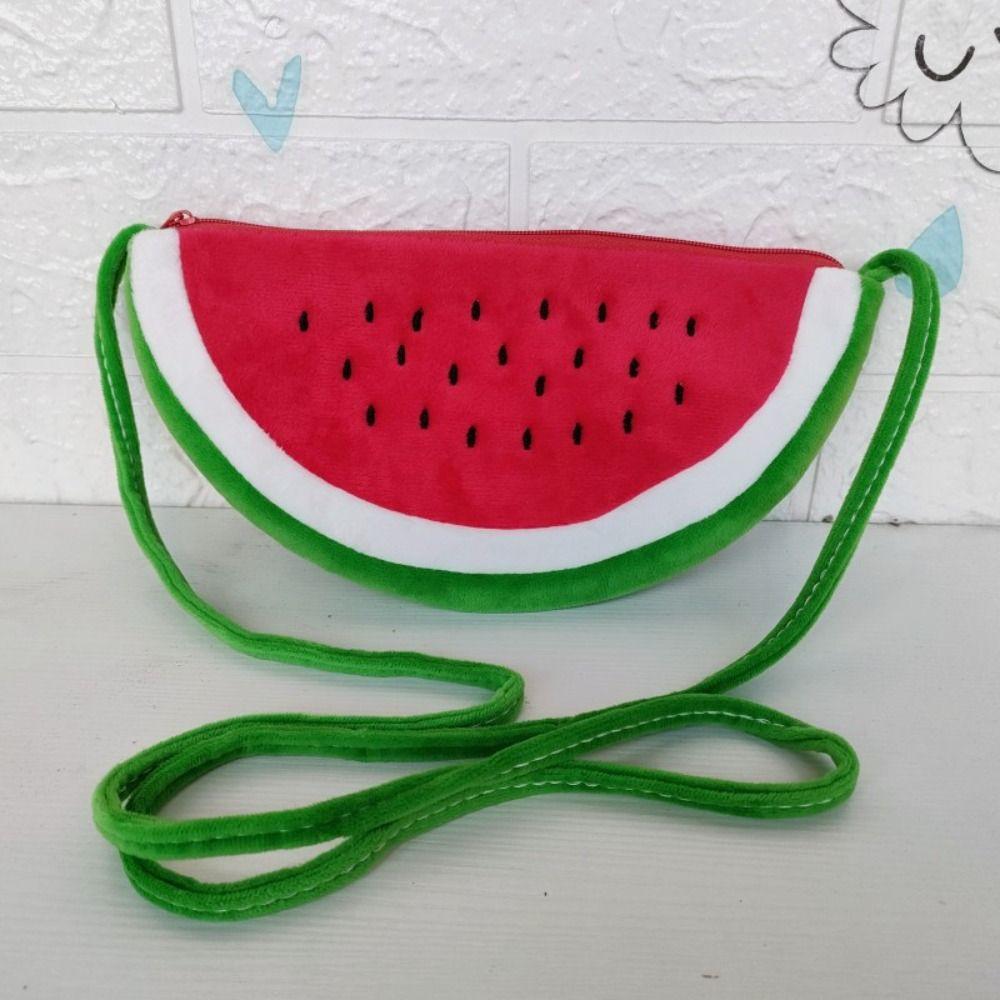 Fruit Watermelon Crossbody bag Adjustable Cartoon Tote Bag Plush Watermelon Bag  Birthday Gifts