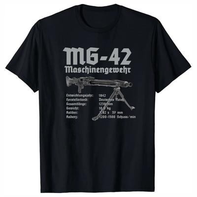 Футболка с инфографикой пулемета MG-42 MG42 Вермахта времен Второй мировой войны, хлопковая, с круглым вырезом, летняя, с коротким рукавом, повседневная, мужская, размер