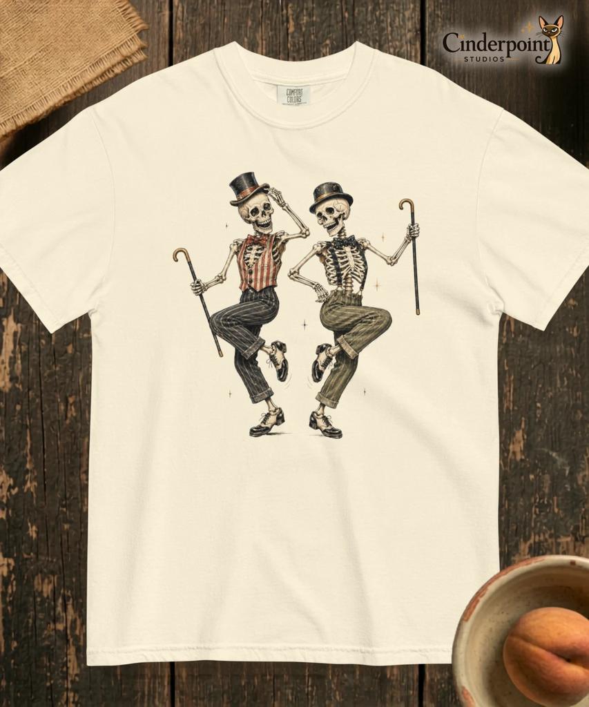 Bone Brothers Skeleton Dancers T-Shirt Spooky Cute Halloween Vaudeville Tee S-4X