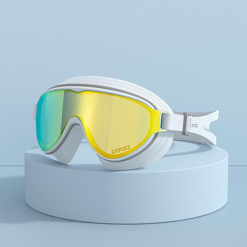 Очки для плавания с большой оправой, трехслойные линзы, водонепроницаемые, нескользящие, противотуманные очки для плавания для взрослых, очки для плавания унисекс