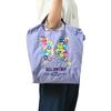 Eco-Friendly Embroidered Nylon Shopping Bag with Butterfly and Flower Designs, Convertible Hand-Held/Shoulder Style.