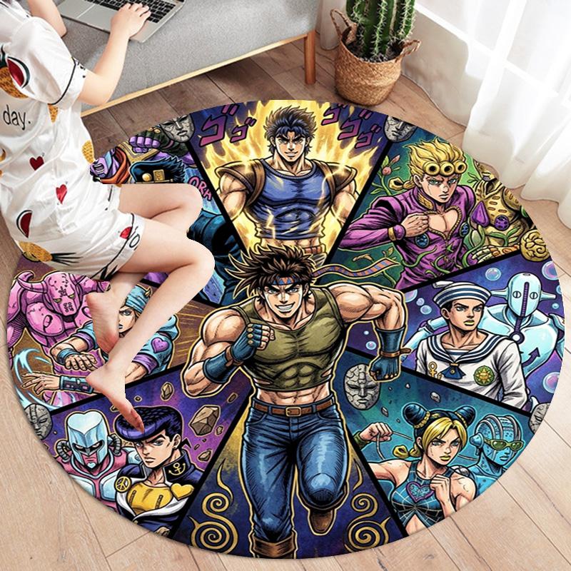 Ковер круглый ковер JoJo's Bizarre Adventure для гостиной, спальни, дивана, игровой комнаты, нескользящий коврик для пола