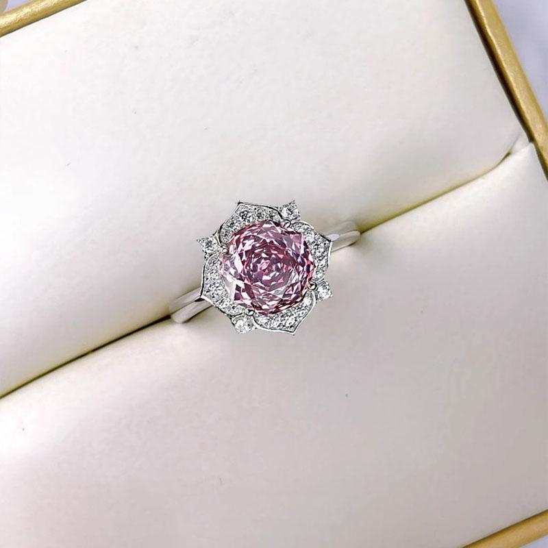 2024 Модные комплекты украшений из розового циркония с огранкой в виде цветка розы, блестящие и яркие серьги, кольца, ожерелья, свадебные украшения, свадебные украшения