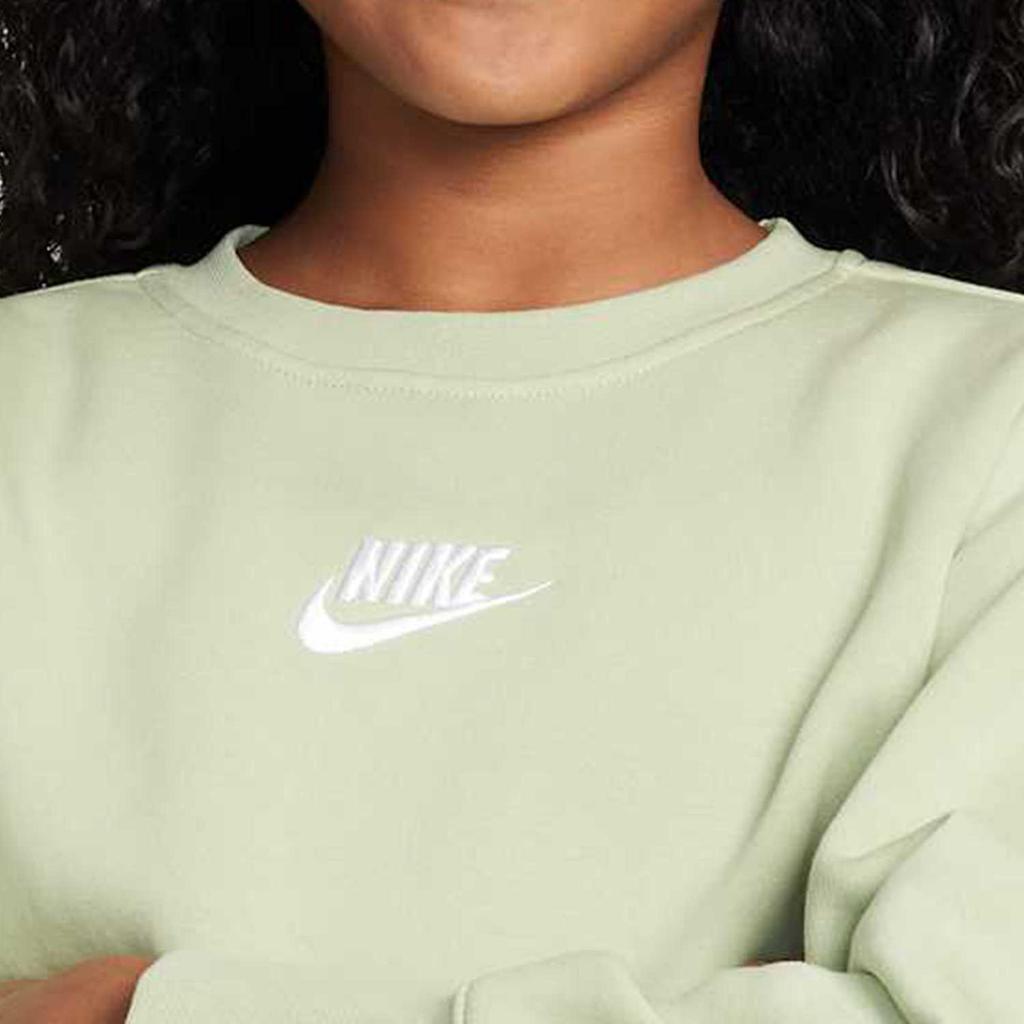 Nike Свитшот Модный Удобный Универсальный С круглым вырезом На флисовой подкладке Термо Светло-зеленый Подростковый DD7473-343