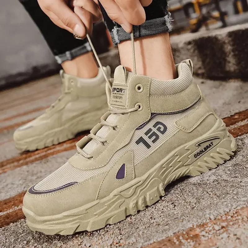 Модные трендовые мужские ботинки Мартина с высоким берцем - Повседневный американский стиль для мотоцикла и работы весной и осенью