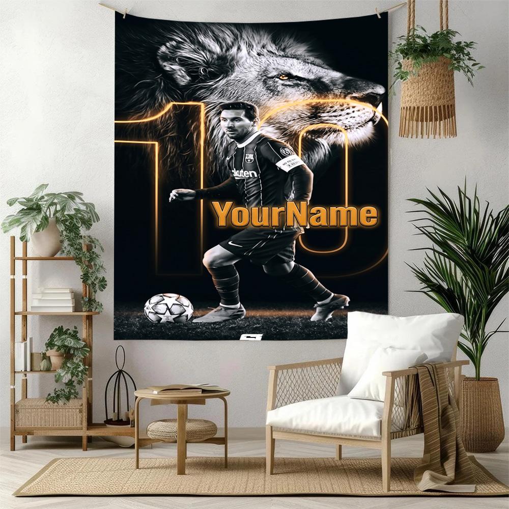 Messi Customize Your Name Tapestry Cozy Personalized Tapestry Machine Washable Ideal for Bedroom All-Season Use Birthday Christmas Gift