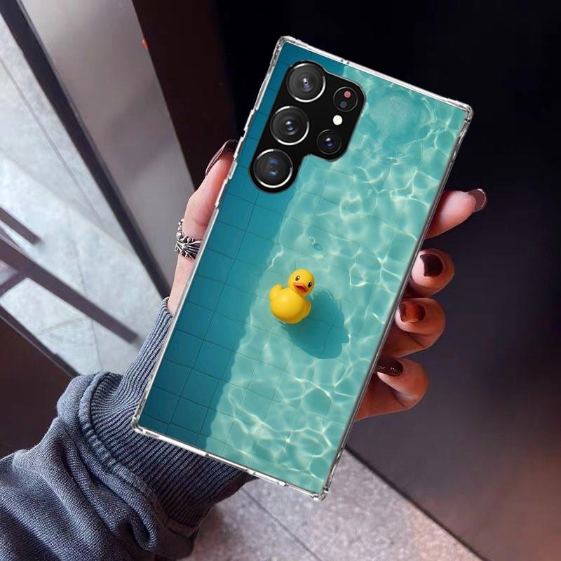 Rubber Ducks Swimming Pool Phone Case For Samsung Galaxy S26 S25 Edge S24 S23 Ultra S22 Plus S21 S20 FE Soft TPU Back Cover Fund