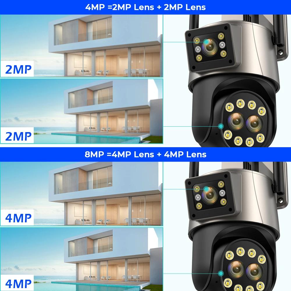 LS VISION 8MP 4K IP Camera Wifi Outdoor Camera Three Lens 8X Zoom Ai Human Detect Auto Tracking Wifi Survalance Camera Onvif Support iCSee