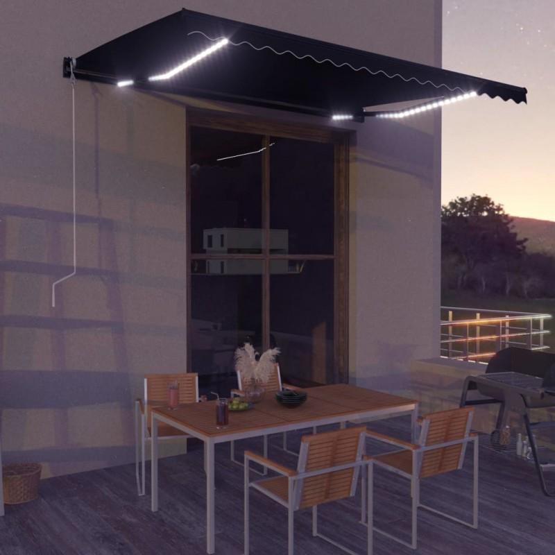 Day and Night - Day and Night Manual Retractable Awning with Anthracite Gray LED 450x300 Cm