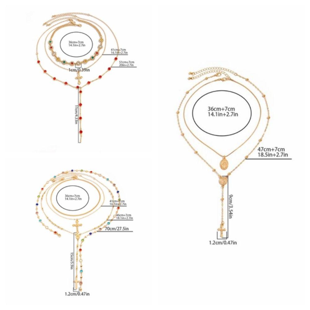 Rhinestone Metal Stacked Necklace Y2K Zinc Zinc Alloy Neck Pendant Beads Stacked Collarbone Chain Women