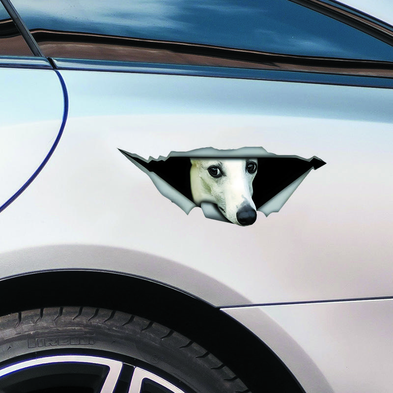 DS81#30x11.5см креативная наклейка на автомобиль белая 3d аксессуары для собак виниловая наклейка на автомобиль царапины