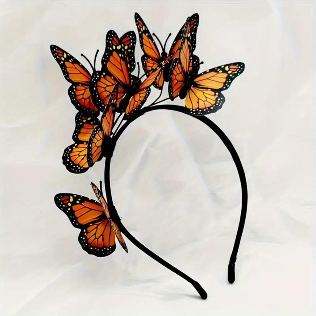 Yousheng Женская повязка на голову с разноцветными бабочками Декор Свадебная повязка на голову Вечеринки Косплей Хэллоуин Аксессуары для волос