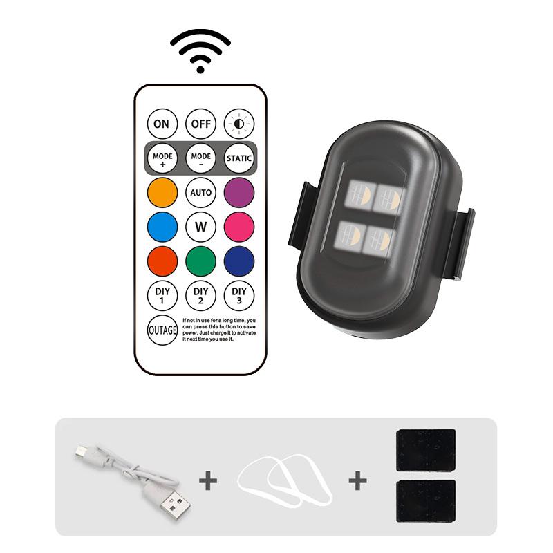 RGB Светодиодные стробоскопы для автомобиля Мотоциклетные светодиодные мигающие габаритные огни Беспроводной свет Авиационные предупреждающие огни Аксессуары