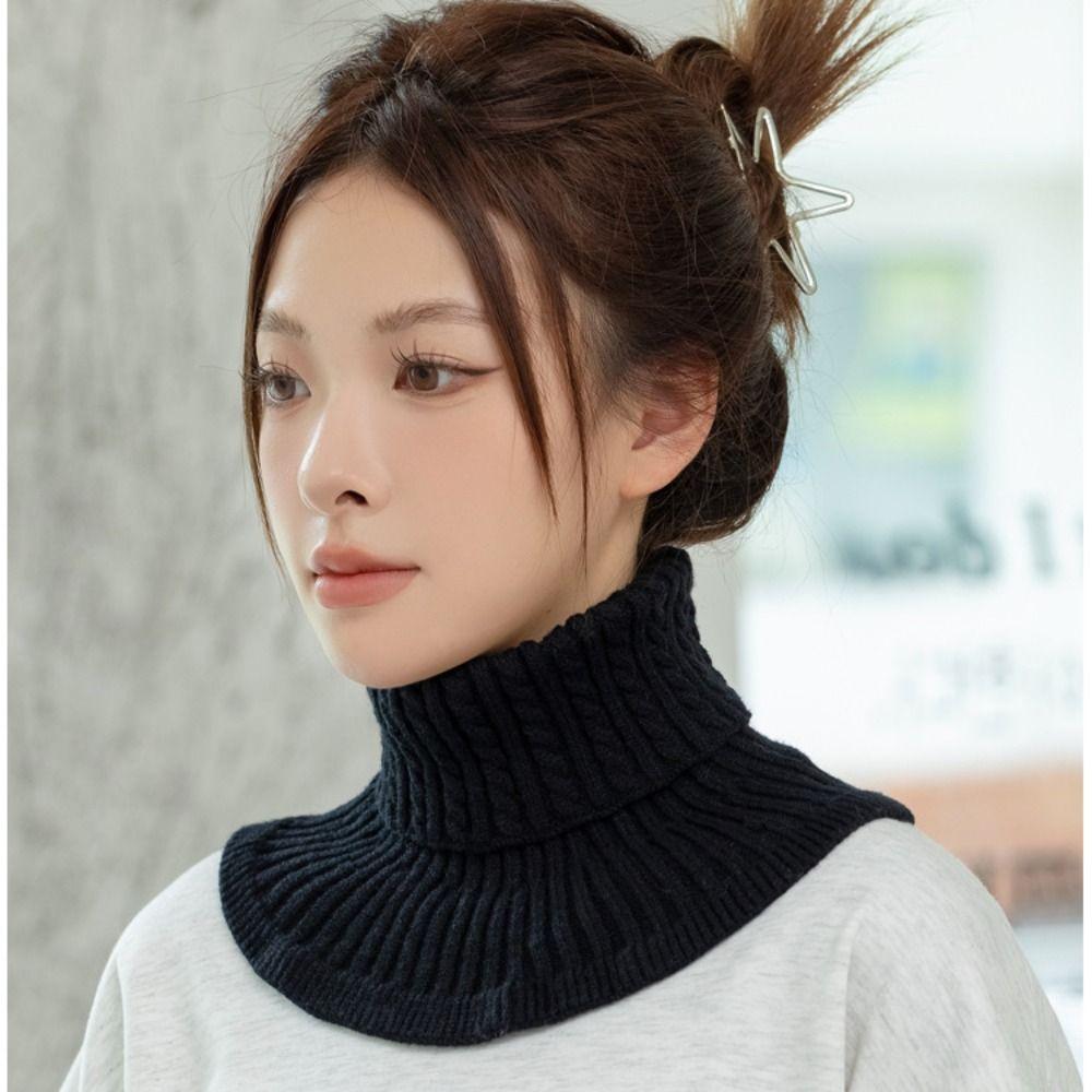 Solid Color Wraps Knitted Bib Warm Scarf Wool Scarf Simple Turtleneck Fake Collar  Autumn Winter