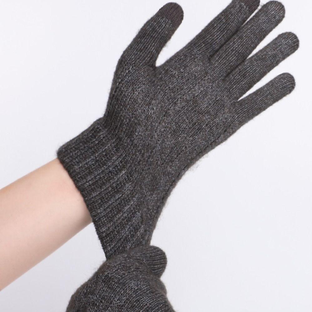Elastic Wool Knitted Gloves Thicken Full Finger Guantes New Crochet Glove Women Men