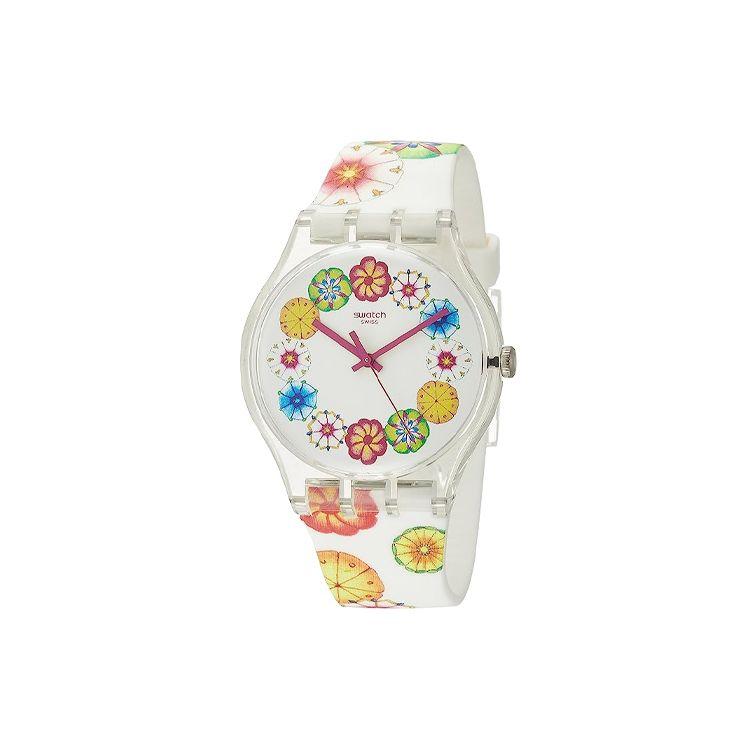Swatch Серия Originals Кварцевый механизм Водонепроницаемость 30м Часы 41мм Белый циферблат Пластиковый корпус Силиконовый ремешок Унисекс часы SUOK127