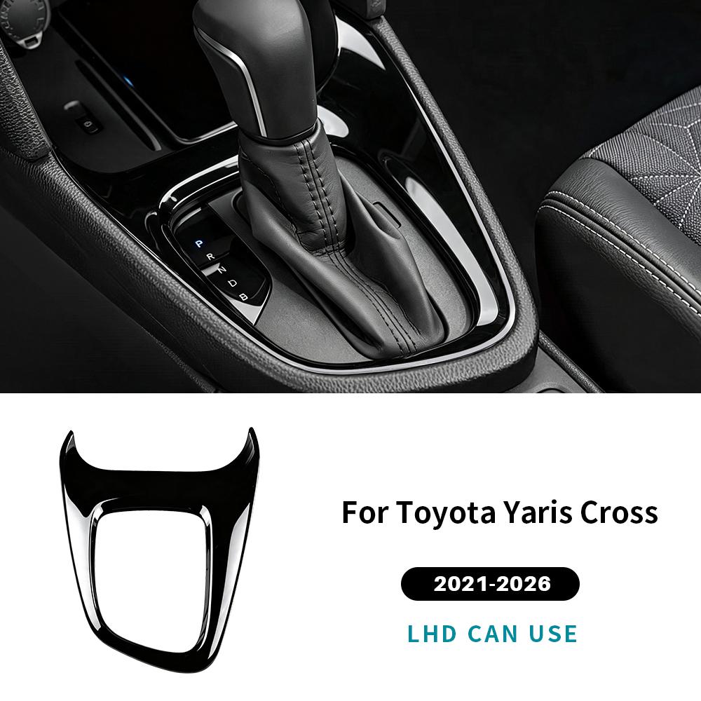 Carbon Fiber Pattern For Toyota Yaris Yaris Cross 2021-2026 LHD Gloss Black Gear Shift Outer Frame Trim Cover Car Interior Trim
