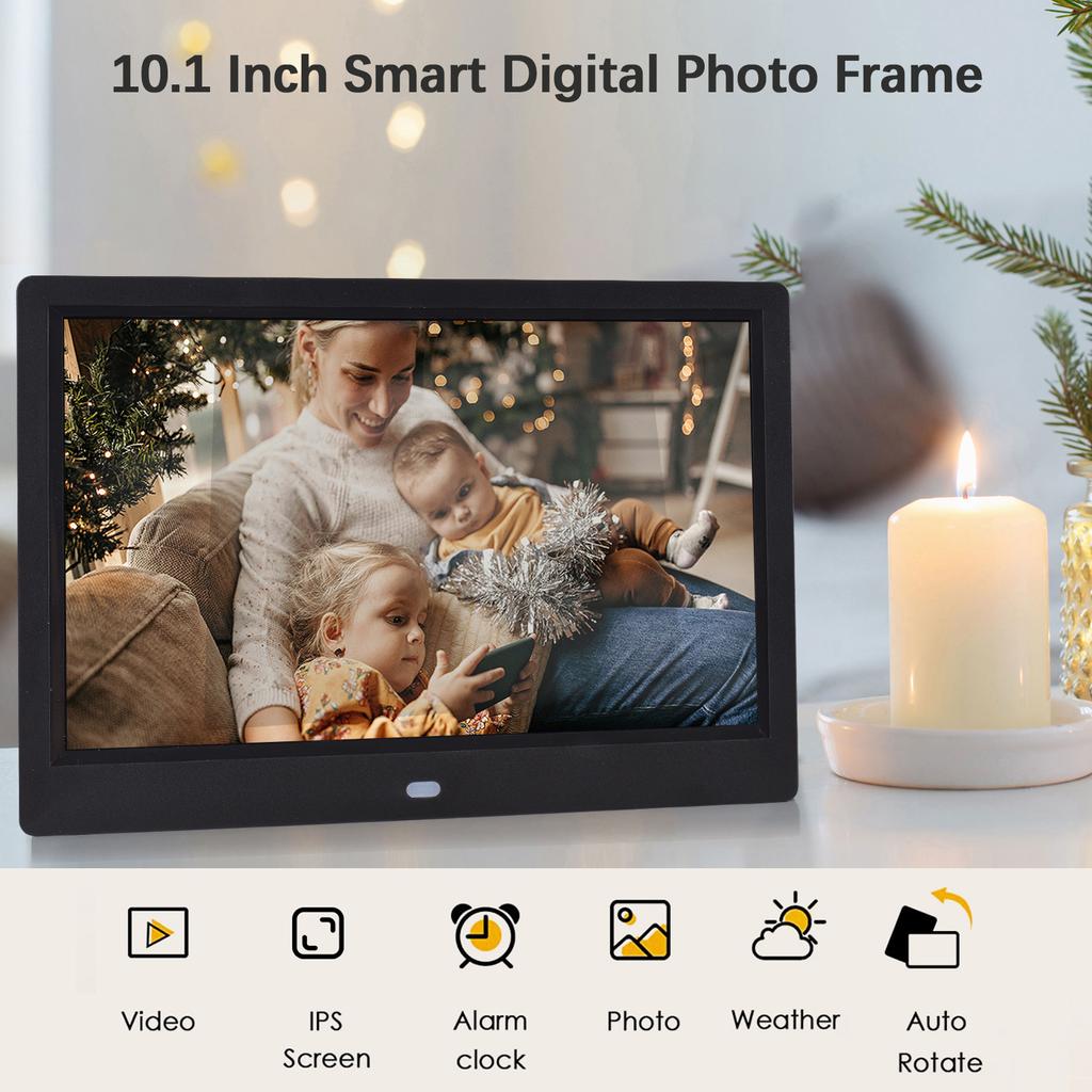 Andoer 10.1 Inch Digital Photo Frame Desktop Electronic Album 1280*800 IPS Screen Supports Photo/ Video/ Music/ Clock/ Calendar Function