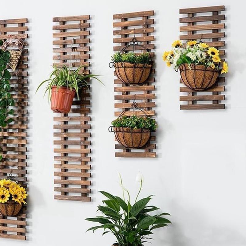 1/2/3/4pcs Wooden Hanging Rack Bohemian Anti-corrosion Flower Shelf Layout Living Room Potted 30x30cm