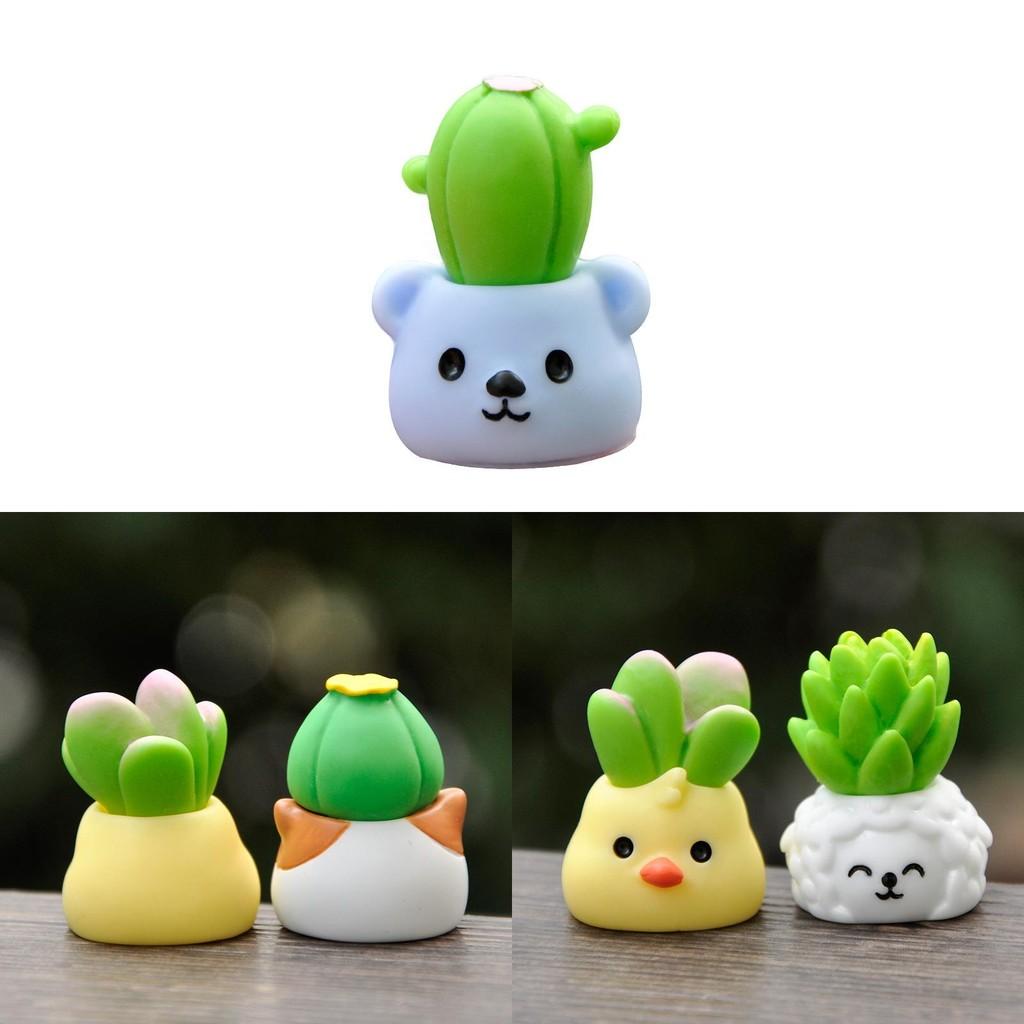 Cute Animal Succulent Resin Statue Action Figure Model For Tabletop Decor Gift