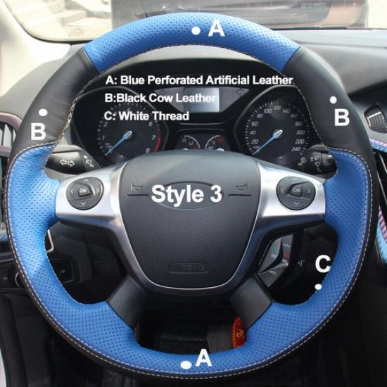 Hand Sewing Steering Wheel Cover For Ford Focus 3 2012-2014 KUGA Escape C-MAX