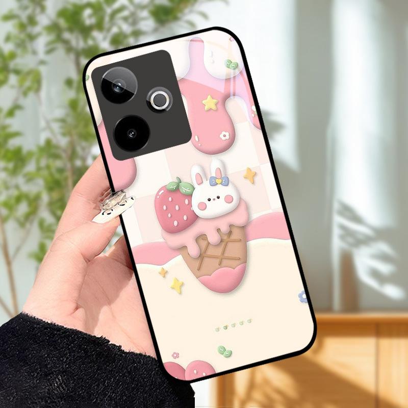 Для Realme GT7 5G Чехол Роскошный Чехол с Рисунком Закаленное Стекло Чехол для Телефона Для Realme GT 7 Fundas Жесткий PC Ударопрочный Корпус Бампер
