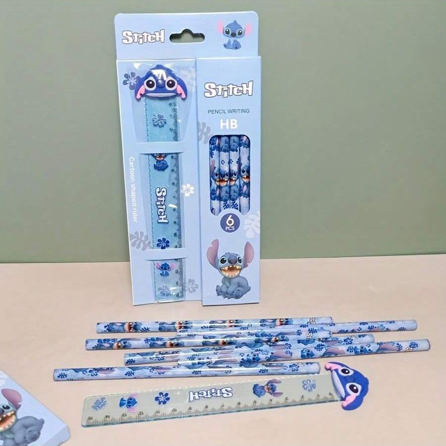 MINISO Набор деревянных карандашей HB с линейкой, студенческие офисные канцелярские принадлежности, подарок, коллекция фигурок-игрушек