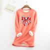 Women's Round Neck Print Thickened Plush Cashmere Warm Long Top