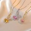 Rabbit Shape Pendant Necklace for Women Fashion Stainless Steel Chain Zirconia Necklaces Wedding Party Jewelry Accessories
