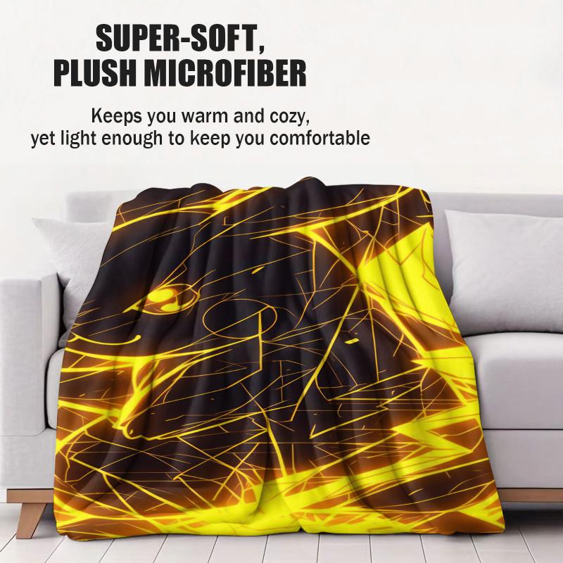Vibrant Neon Pikachu Flannel Blanket Soft Warm Fleece Throw For Home Decor Sofa Bed Cover Travel Camping Shawl Pokémon Fans Gift
